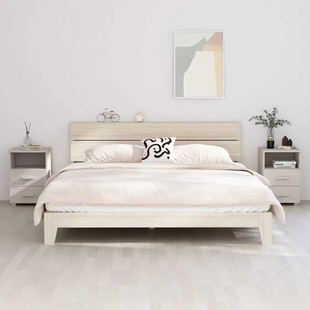 vidaXL Nachtkastjes HAMAR 2 st 40x35x62 cm massief grenenhout wit, foto 2