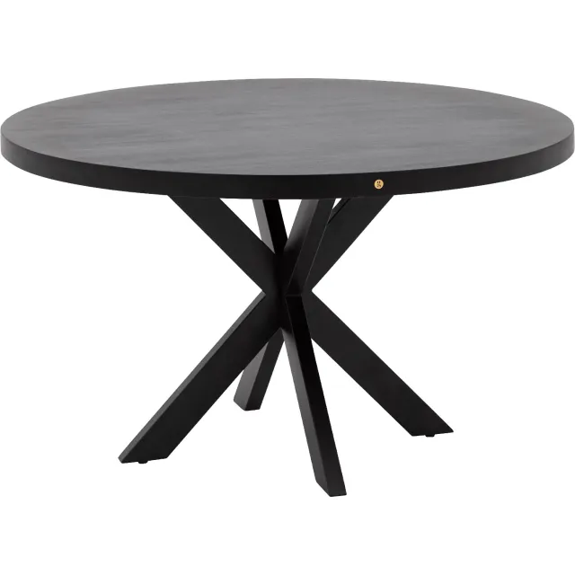Goossens Eettafel Lecca - 130 x 76 x 130 - mango - zwart - rond mango zwart gelakt