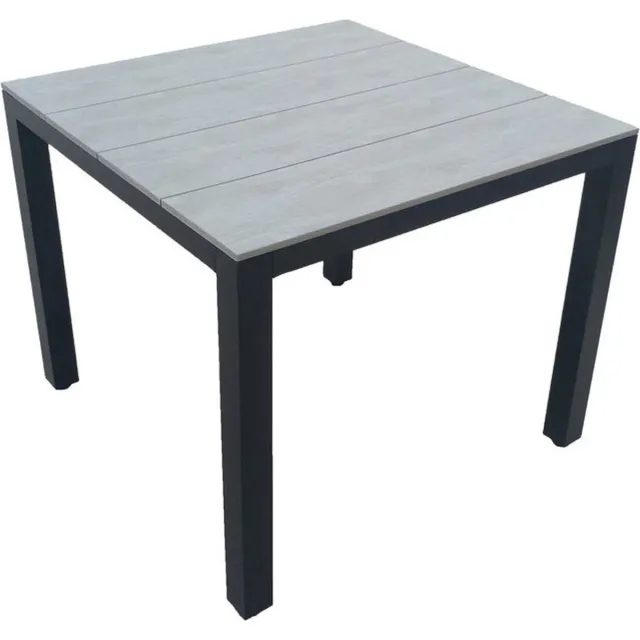 4 Seizoenen Tuinmeubelen Vierkante tuintafel Cyprus 90 cm | 4 personen | Grey/Black | Polywood & aluminium