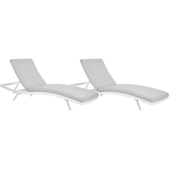 Beliani AMELIA - Ligstoel set van 2 - Lichtgrijs - Olefine