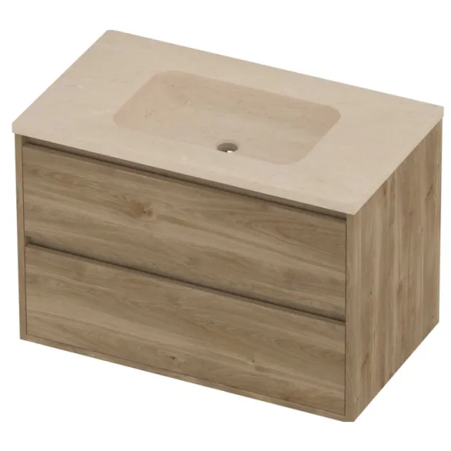 Proline Rollo Badmeubelset Hardsteen Elegant 80x46x54 cm Sand Stone Cider Oak Eiken