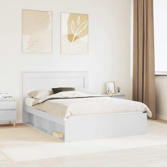vidaXL Bedframe met hoofdeinde Wit 140 x 200 cm Massief grenenhout
