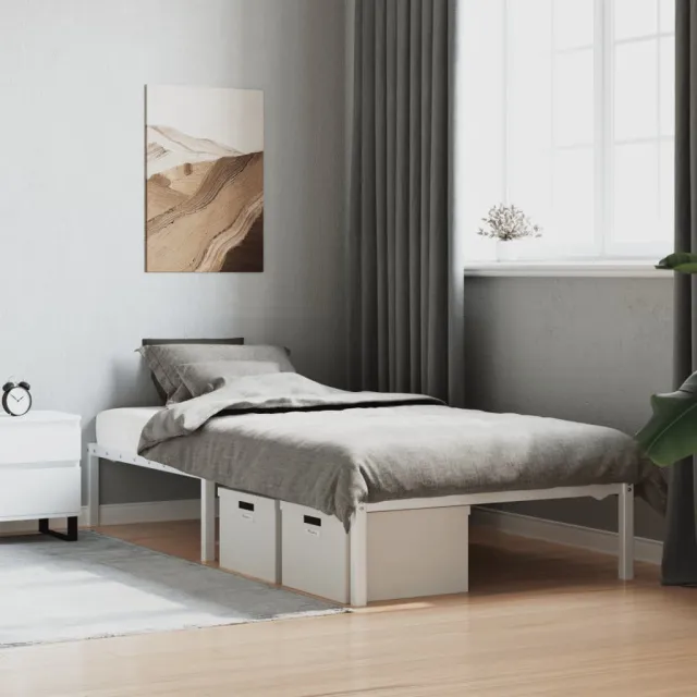 vidaXL Bedframe metaal wit 100x190 cm