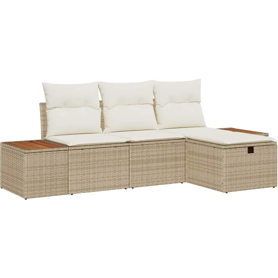 vidaXL Tuin Sofa Set 4 st Beige poly rattan