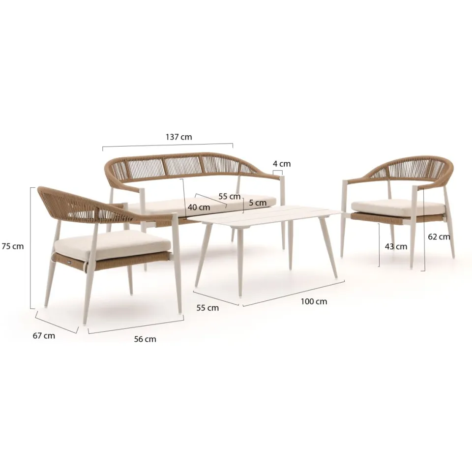 Manifesto Furniture Manifesto Belpasso stoel-bank loungeset 4-delig taupe, foto 2