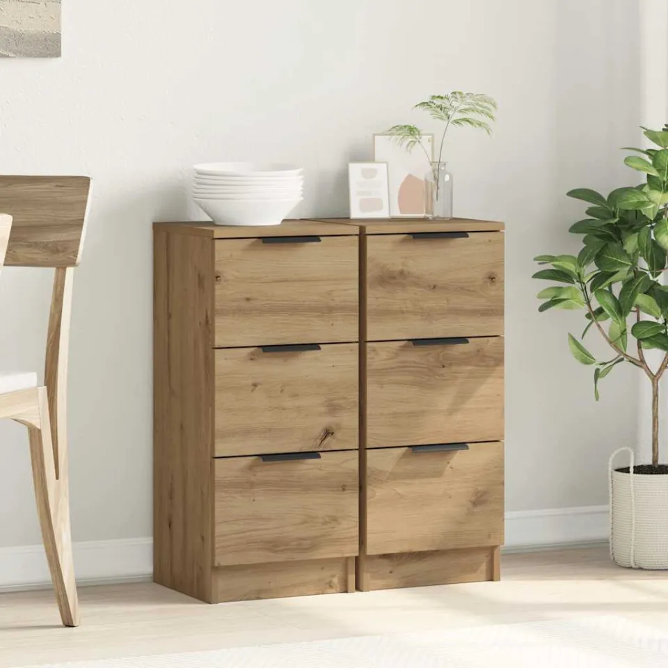 vidaXL Dressoirs 2 st 30x30x70 cm bewerkt hout artisanaal eikenkleur, foto 4