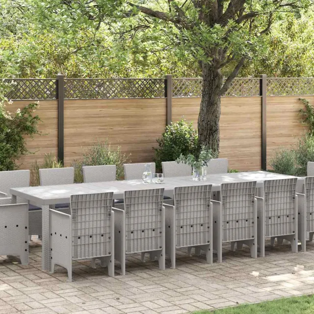 vidaXL Tuin Eetset 15 st Lichtgrijs Polt riet