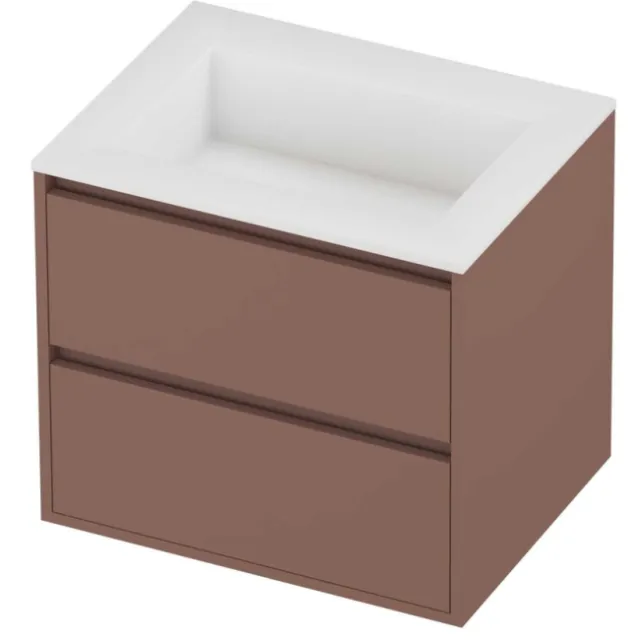 Proline Aristo Badmeubelset Polystone Elegant 60x46x54 cm Mat White Beauty Blush Rosé Goud