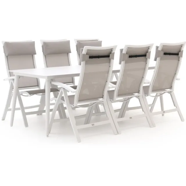 Bellagio tuinmeubelen Bellagio Lugo/Sora 220cm dining tuinset 7-delig verstelbaar Wit