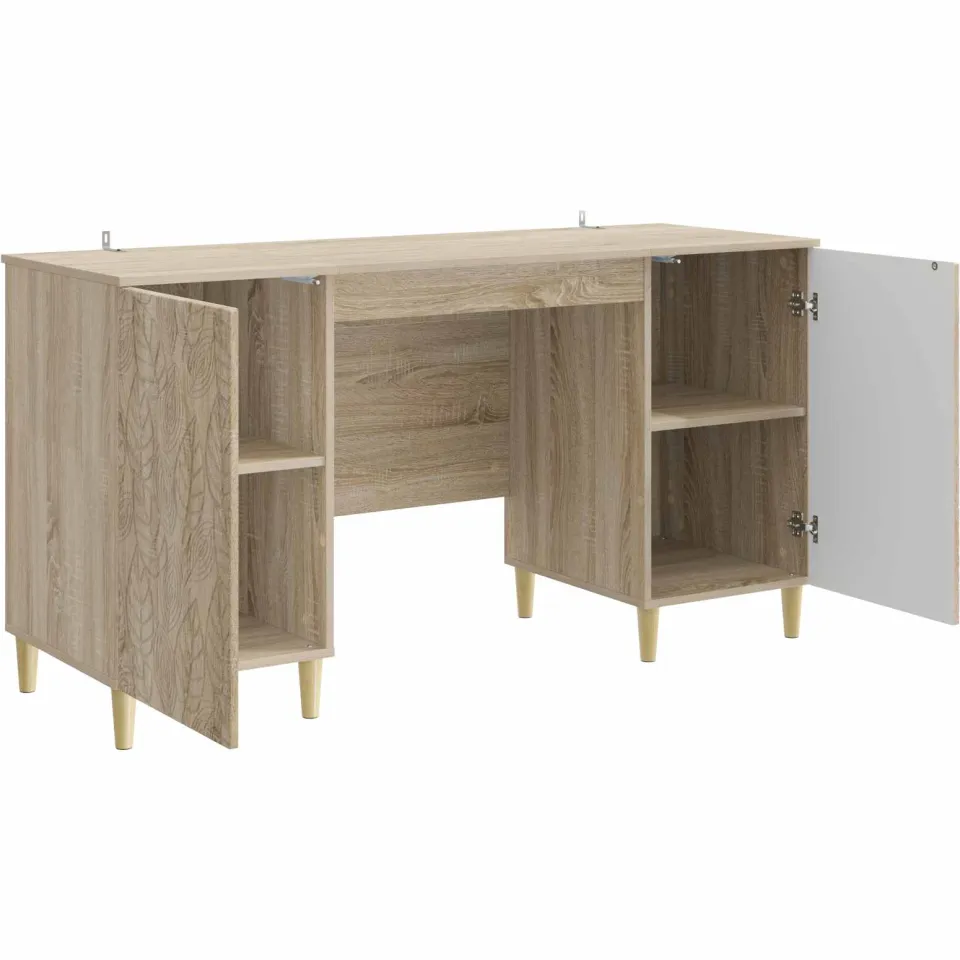 vidaXL Bureau Sonoma Eiken 142,5 x 50 x 75 cm Bewerkt hout Bruin