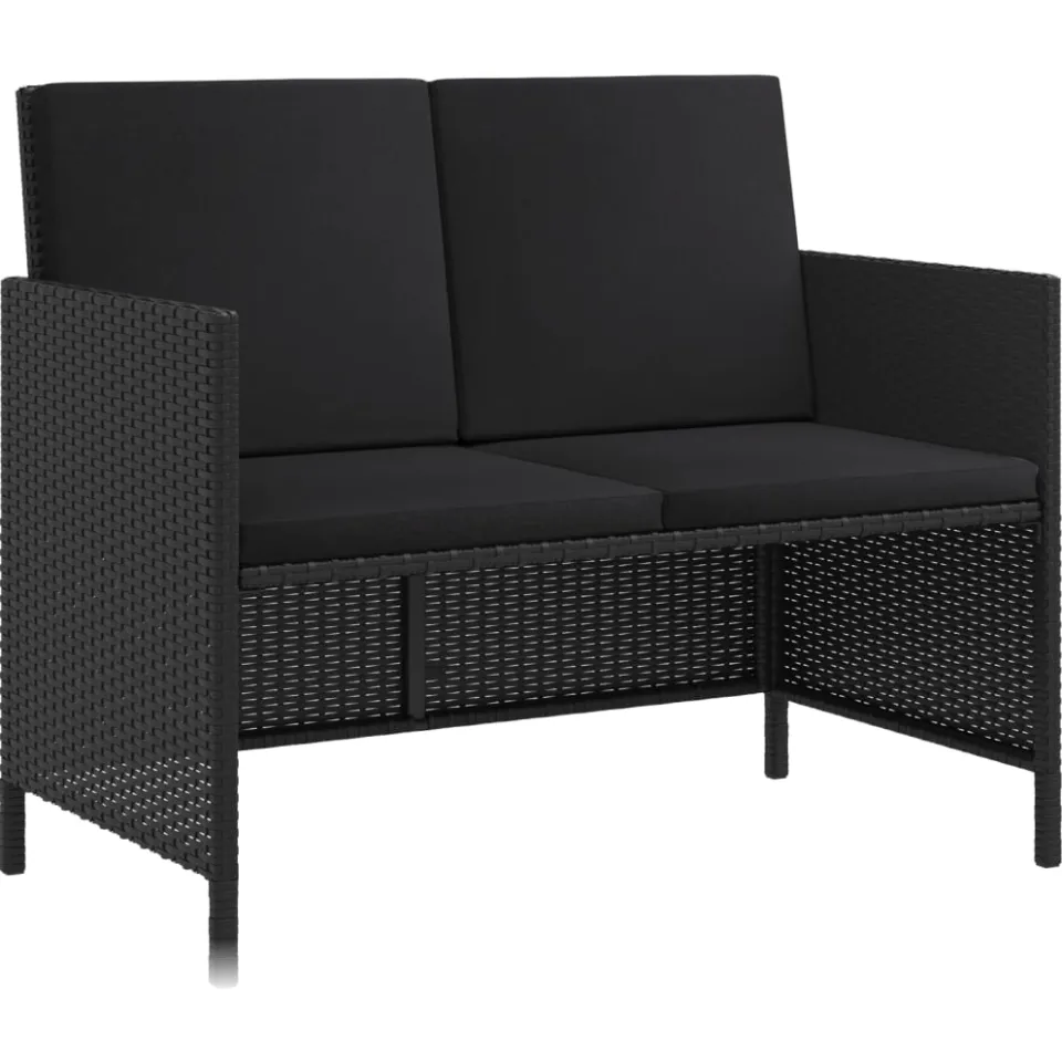 vidaXL 6-delige Tuinset met kussens poly rattan zwart