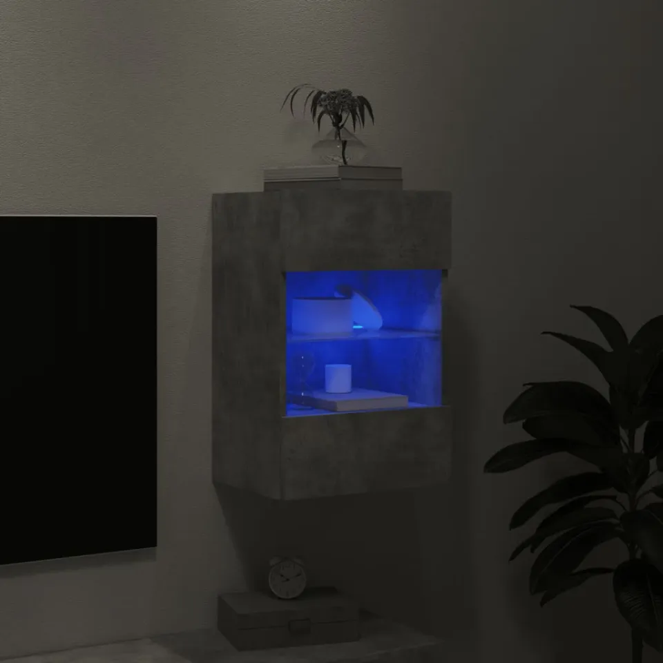 vidaXL Tv-wandmeubel met LED-verlichting 40x30x60,5 cm betongrijs grijs, foto 4
