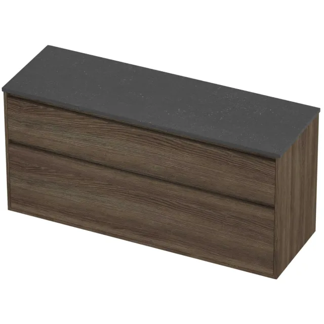 Proline Deck Badmeubelset Hardsteen Greeploos Asymmetrisch Kader 140x46x67 cm Blue Stone Vital Oak Eiken
