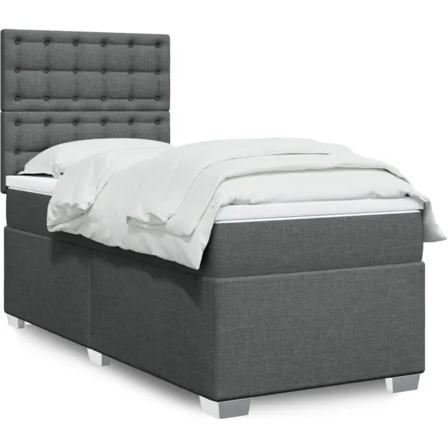 vidaXL Boxspring met matras stof donkergrijs 100x200 cm grijs