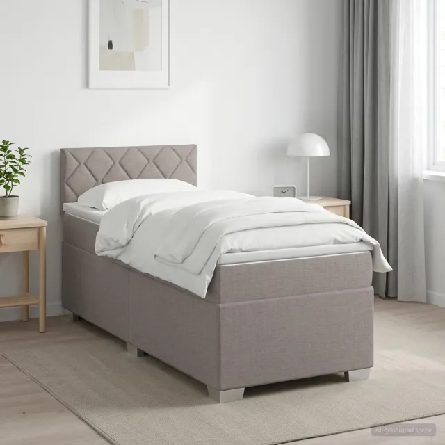 vidaXL Boxspring Bed met Matras en LED Taupe 100 x 200 cm Stof