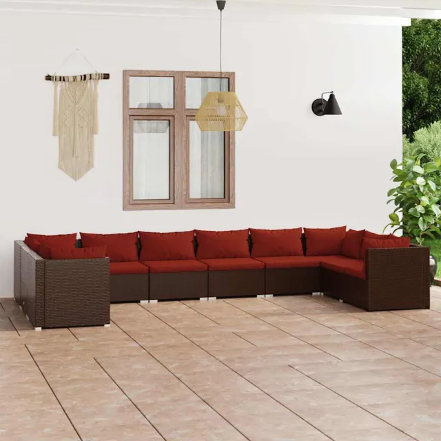 vidaXL 10-delige Loungeset met kussens poly rattan bruin, foto 2