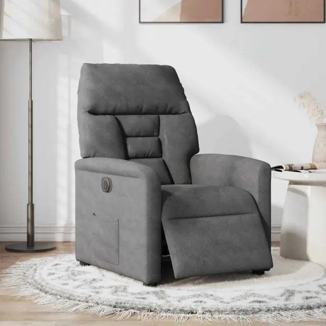vidaXL Fauteuil verstelbaar elektrisch microvezelstof donkergrijs grijs