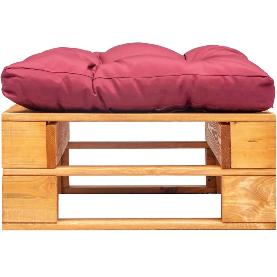 vidaXL Tuinpoef met rood kussen pallet hout honingbruin, foto 2
