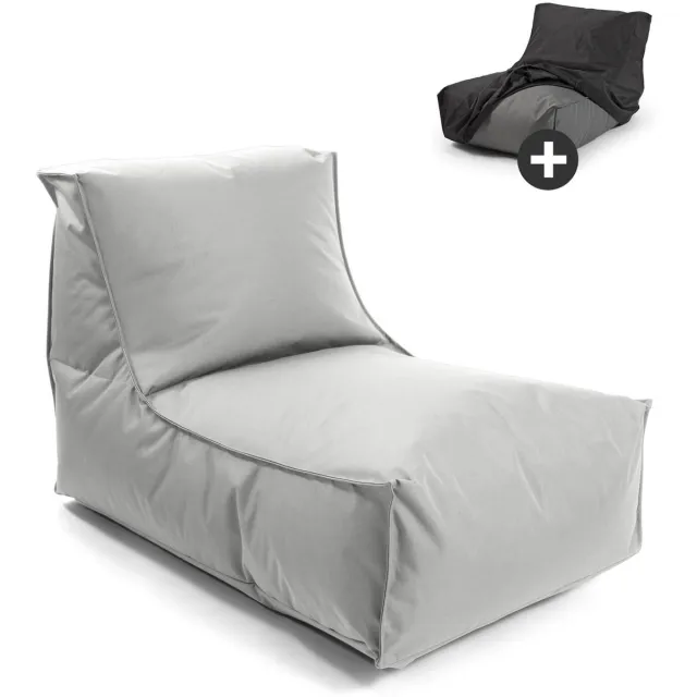 mokebo Zitzak met beschermhoes voor kinderen & volwassenen 'Der Sundowner', Bean Bag met vulling, ook als ligkussen in Grijs Lichtgrijs