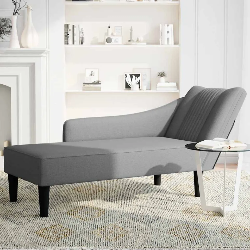vidaXL Chaise longue met rechterarmleuning stof donkergrijs grijs, foto 3