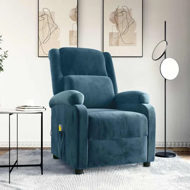 vidaXL Massagestoel fluweel blauw