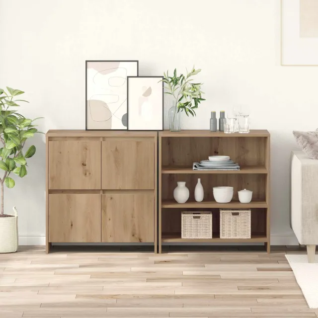vidaXL Dressoir 2 st Artisan Eiken 70 x 41 x 75 cm Bewerkt hout, foto 2