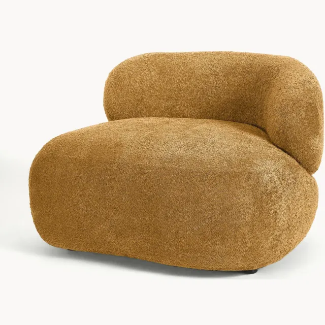 Westwing Collection Loungefauteuil Alba uit teddy-bouclé geel