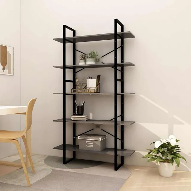 vidaXL Boekenkast met 5 schappen 100x30x175 cm massief grenenhout Grijs