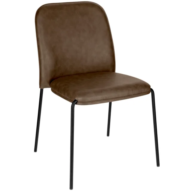 Vega 2x VEGA Stapelbare stoel Limano kunstleer; 52x43x82 cm (BxDxH); zitting bruin, frame zwart; 2 stuk / verpakking