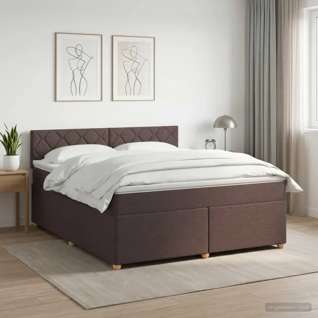vidaXL Boxspringbed met matras Donkerbruin 160 x 200 cm Stof bruin