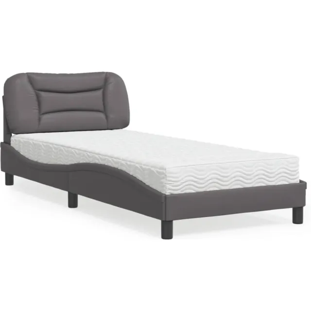 vidaXL Bed met matras "Hvar" kunstleer grijs 80x200 cm