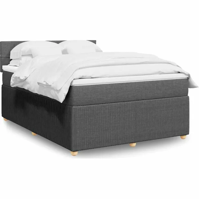vidaXL Boxspring met matras stof donkergrijs 160x200 cm grijs