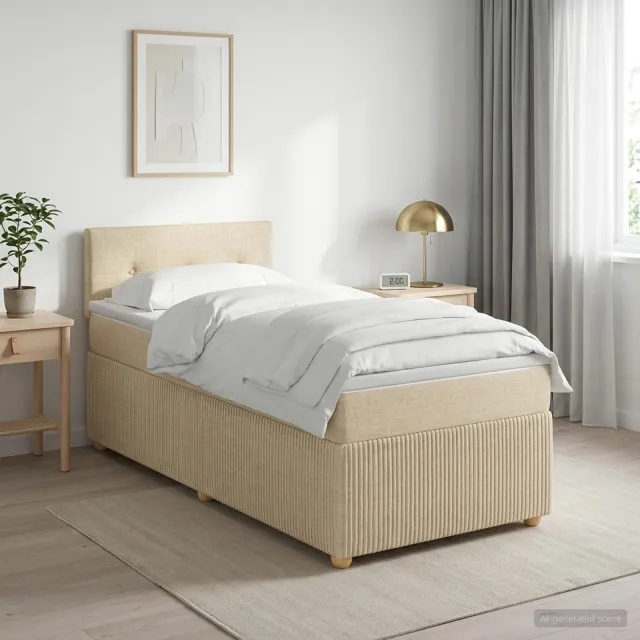 vidaXL Boxspringbed met matras Crèmekleurig 80 x 200 cm Stof