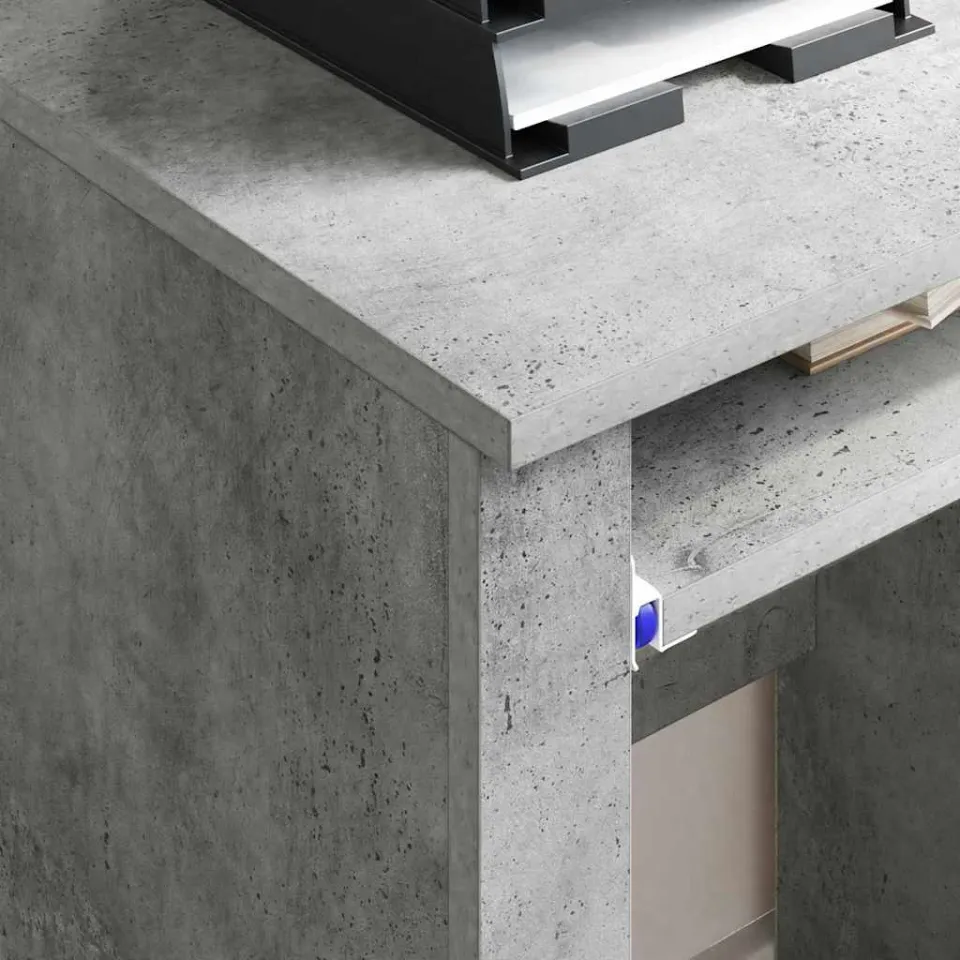 vidaXL Bureau met Wielen Beton Grijs 91 x 50 x 77 cm Bewerkt hout, foto 4