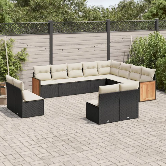 vidaXL 12-delige Loungeset met kussens poly rattan zwart, foto 2