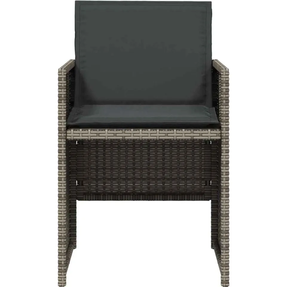 vidaXL 5-delige Tuinset met kussens poly rattan grijs, foto 4