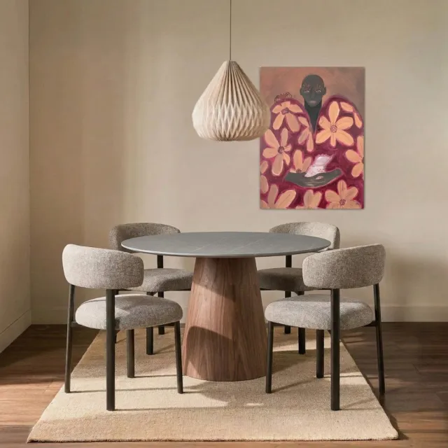 DÉJA Living Eettafel Kiruna - Rond Walnoot/Keramiek - 120x120x75cm