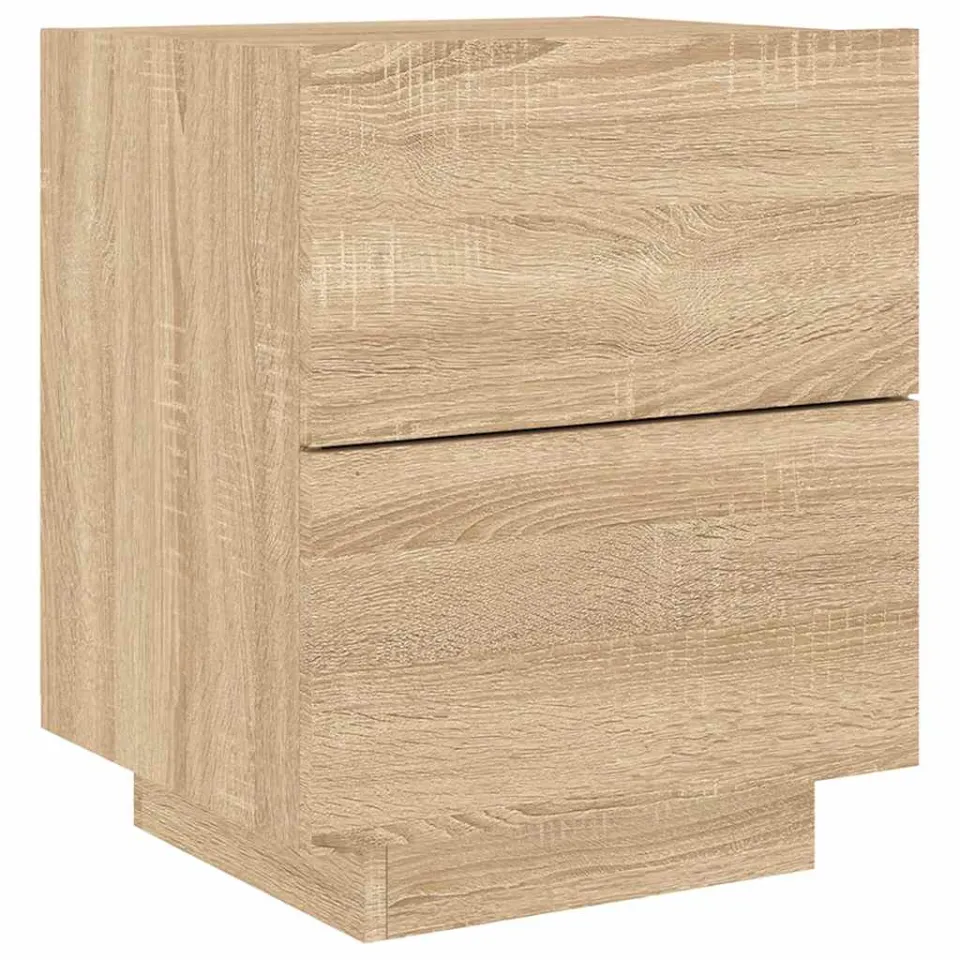 vidaXL Nachtkastje met LED-verlichting bewerkt hout sonoma eikenkleur Bruin