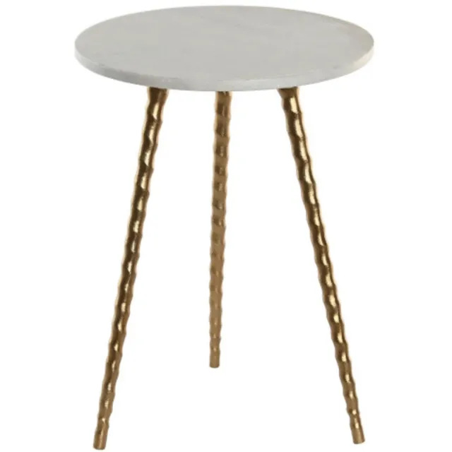Item International Item Int. Bijzettafel - 36 cm - marmeren blad - aluminium onderstel - goud / wit