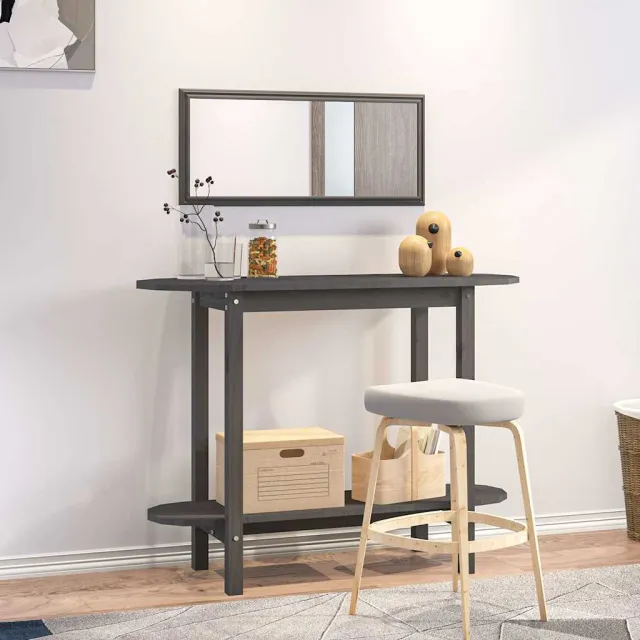 vidaXL Wandtafel 110x40x80 cm massief grenenhout grijs, foto 2