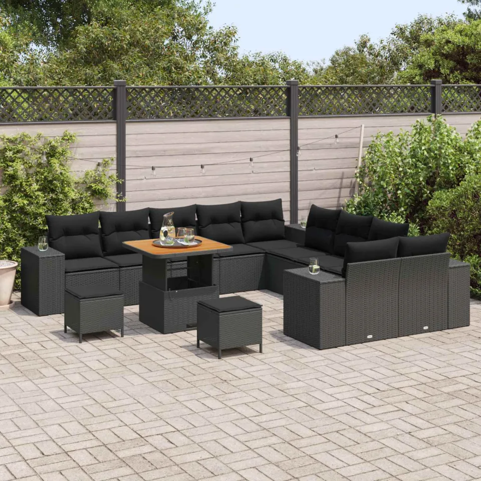 vidaXL Tuin Sofa Set 13 st Zwart poly rattan, foto 3