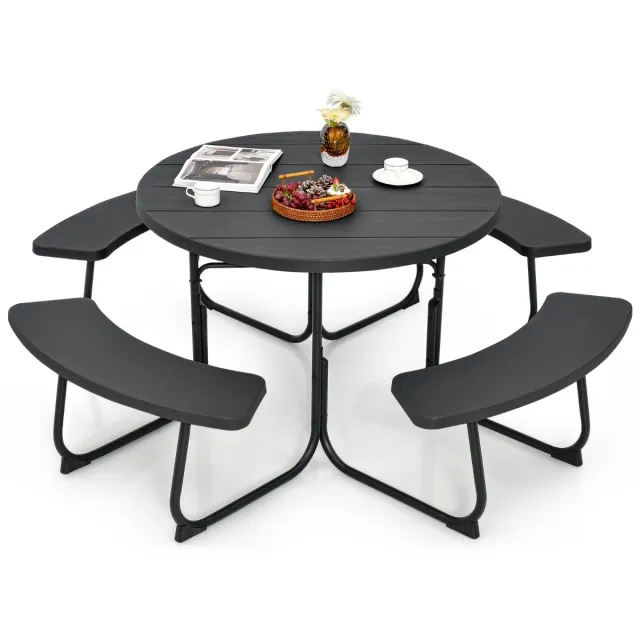 GranMaison Picknicktafel - Kinderen - Tuintafel - Multifunctionele Picknick tafel - Speeltafel - Geschikt voor Buiten - Zwart