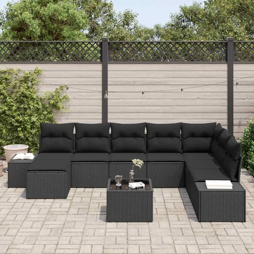 vidaXL Tuin Sofa Set 8 st Zwart poly rattan, foto 3
