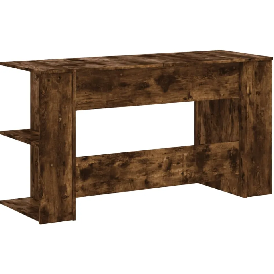 vidaXL Bureau 140x50x75 cm bewerkt hout gerookt eikenkleurig, foto 4