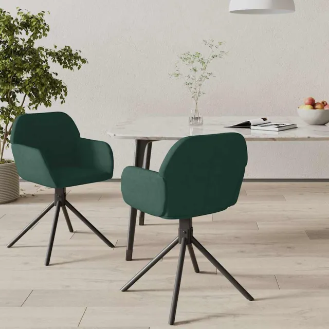 vidaXL Eetkamerstoelen draaibaar 2 st fluweel donkergroen groen