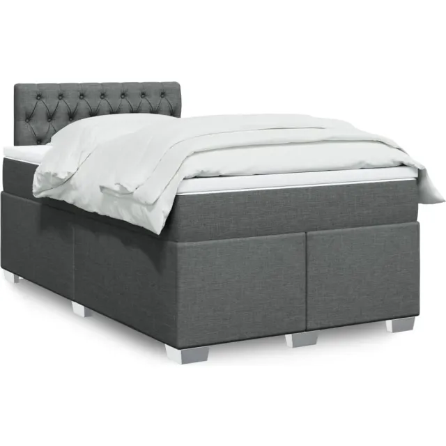 vidaXL Boxspring met matras stof donkergrijs 120x200 cm grijs