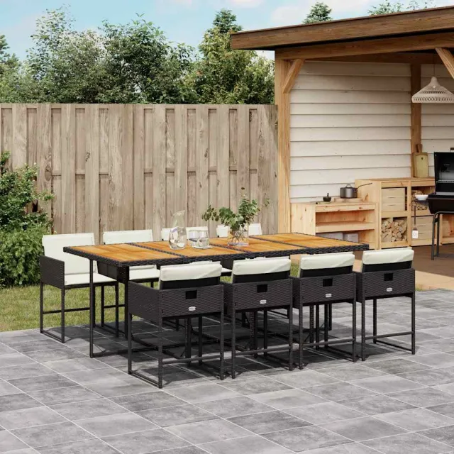 vidaXL 9-delige Tuinset poly rattan zwart, foto 2