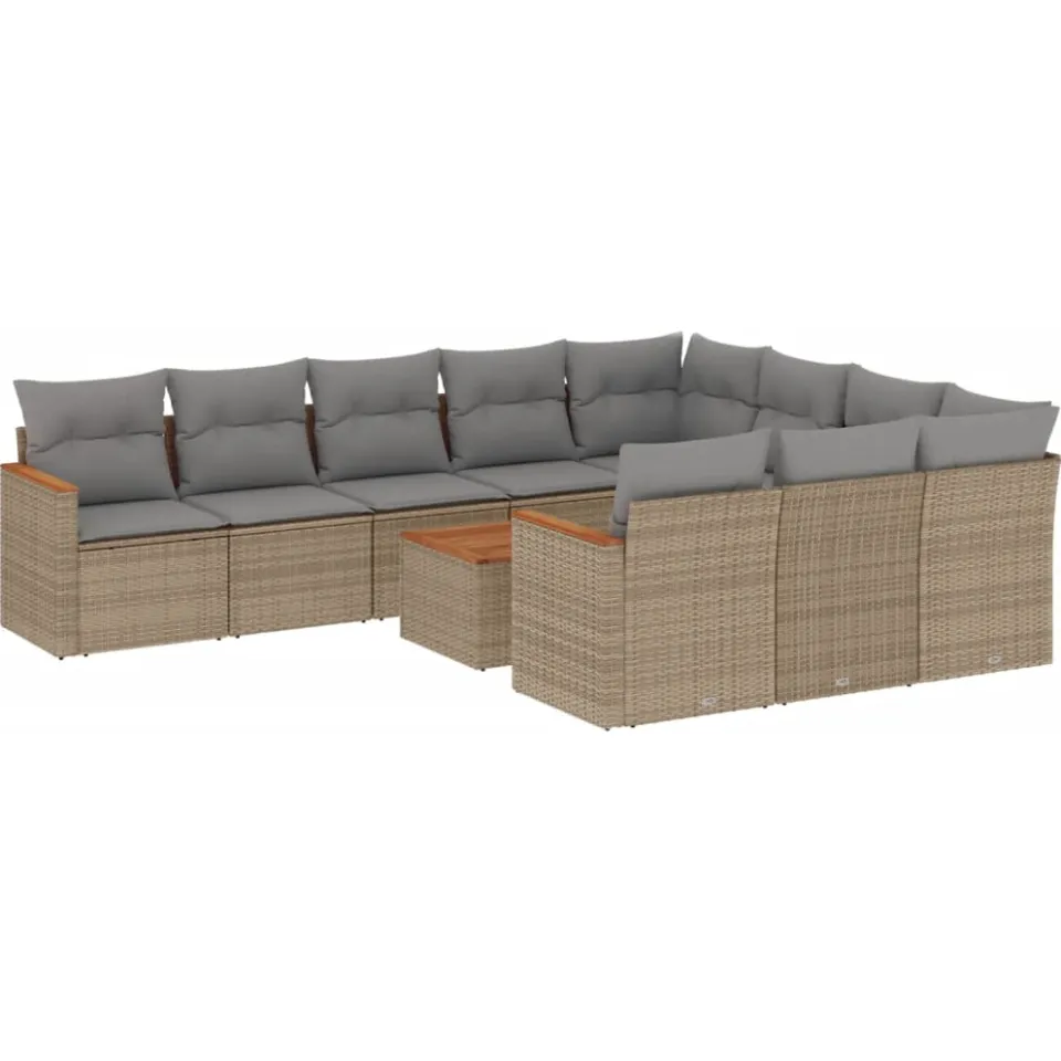 vidaXL Patio Sofa Set 10-zits Gemengd beige