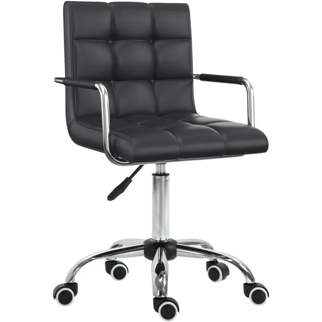 Homcom Bureaustoel - Metaal - 52,5x54x99cm - Zwart