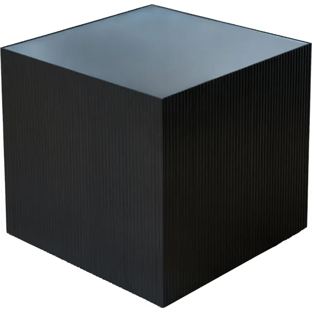 SVITA EVA Bijzettafel Salontafel Hoekig Vierkant 50x50 Rotan-look Paulownia hout Zwart / Zwart